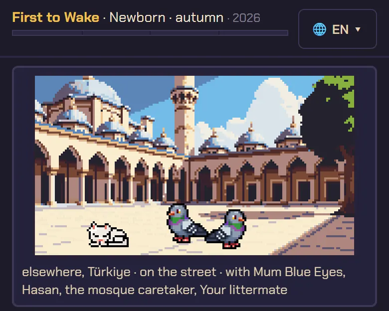 Pigeons in a mosque yard in Türkiye (in the game they move).