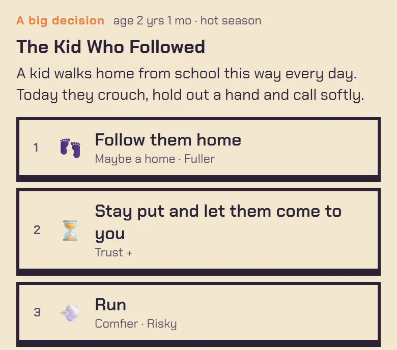 The Kid Who Followed — follow them home, stay put, or run.