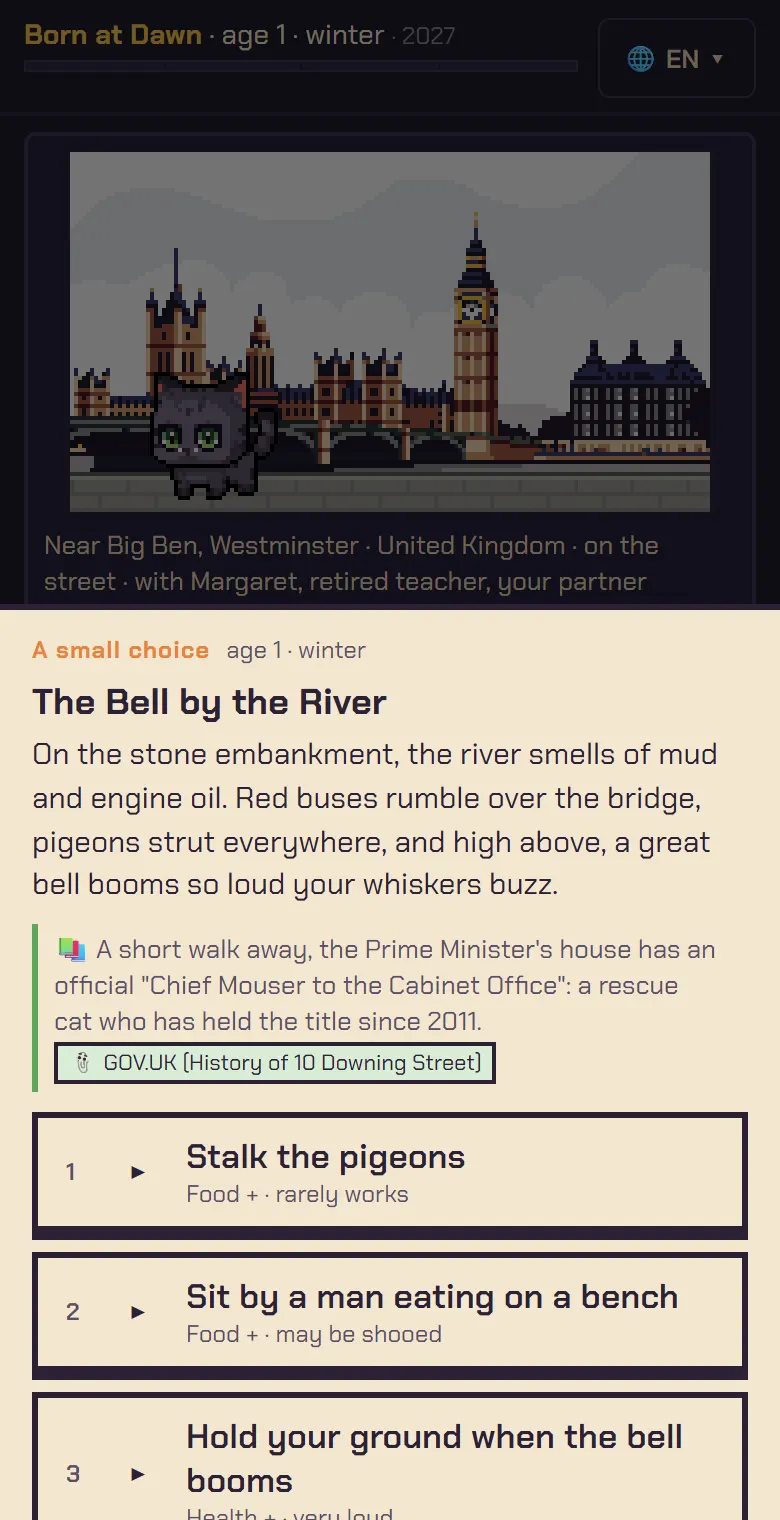 A London street cat by Big Ben.