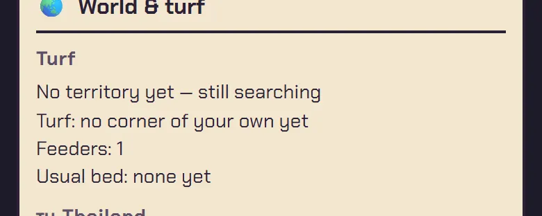 The World tab while you are still searching.