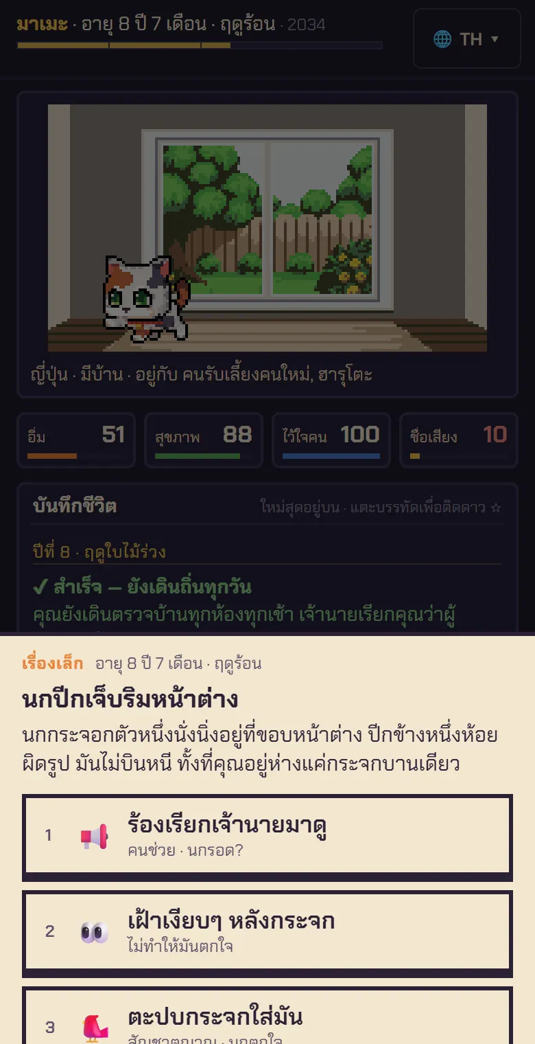 แมวบ้านที่ริมหน้าต่าง